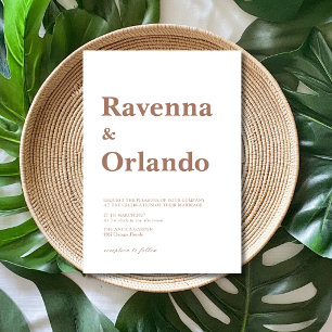 Minimalist Mocha Mousse Simple Modern Wedding Invitation