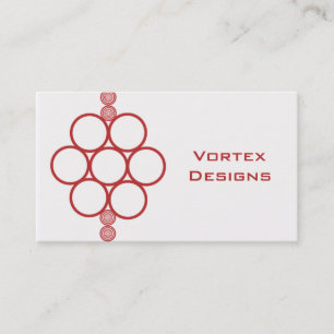 Minimalist Mod Circles Business Card, Red Card