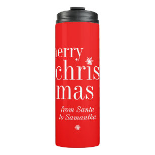 Minimalist mod Merry Christmas Snow from santa red Thermal Tumbler