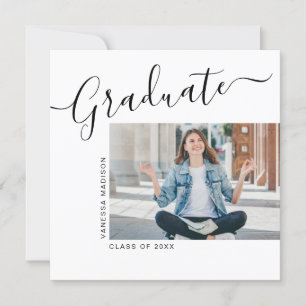 Minimalist Modern 1 Photo Square Graduation Announcement