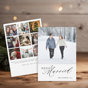 Minimalist Modern 1st Christmas Married Photo Holiday Card