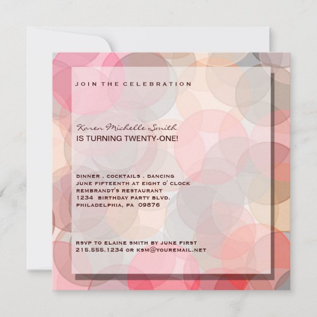 Minimalist Modern 21st Birthday Party Invitation (Front)