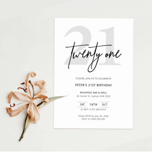 Minimalist Modern 21st Birthday Party Invitation