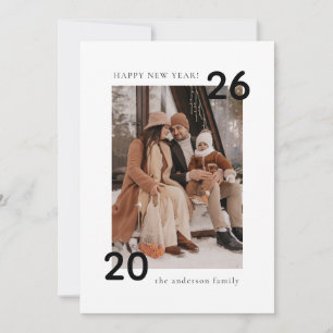 Minimalist Modern 2 Photo Happy New Year Holiday Card