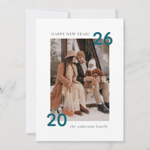 Minimalist Modern 2 Photo Happy New Year Holiday Card