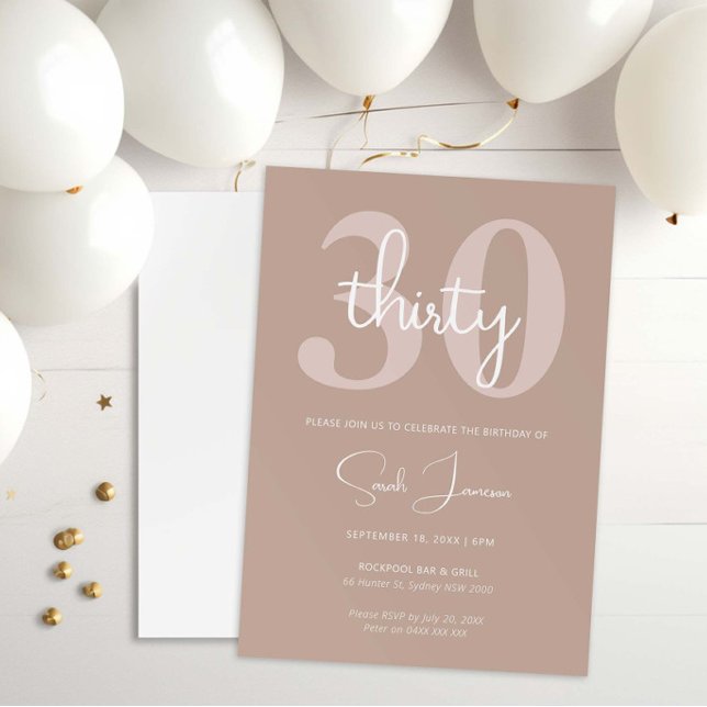 Minimalist Modern 30th Birthday Party Invitation (Creator Uploaded)