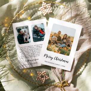 Minimalist Modern 3 Photo Christmas Newsletter Holiday Card