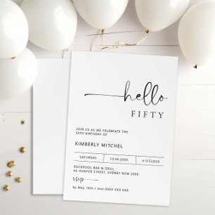 Minimalist Modern 50th Birthday Party Invitation
