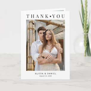 Minimalist modern 5 photo wedding  thank you card