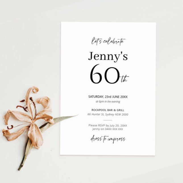 Minimalist Modern 60th Birthday Party Invitation (Creator Uploaded)