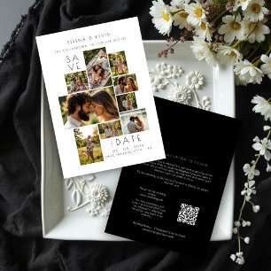 Minimalist Modern 9 Photo Wedding Collage TLW26 Card