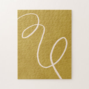 Minimalist Modern Abstract Art in Yellow Gold Jigsaw Puzzle