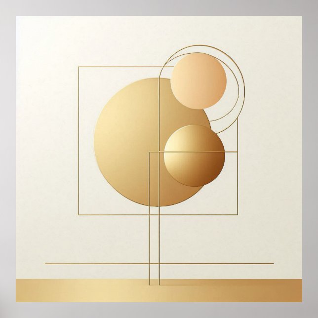 Minimalist Modern Abstract Art Yellow Gold Poster (Front)