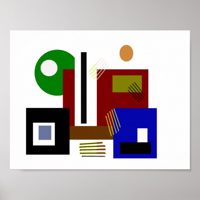 Minimalist Modern Abstract Shapes Colours and Line Poster (Front)