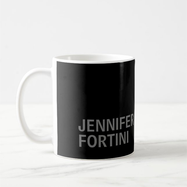 Minimalist Modern Add Your Name Black Grey Coffee Mug (Left)