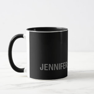 Minimalist Modern Add Your Name Black Grey Mug