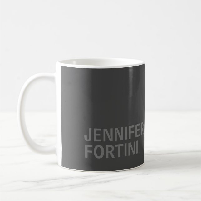 Minimalist Modern Add Your Name Grey Coffee Mug (Left)