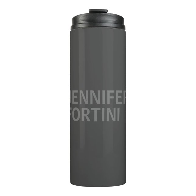 Minimalist Modern Add Your Name Grey Thermal Tumbler (Front)