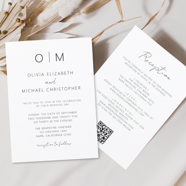 Minimalist Modern All In One Wedding QR Code Invitation (Creator Uploaded)