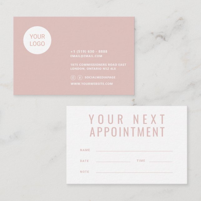Minimalist modern Appointment Card business supply (Front/Back)