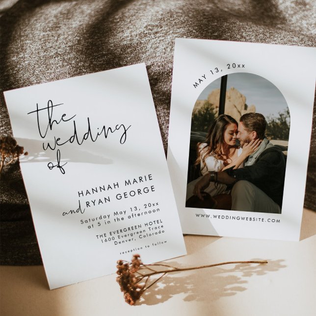 Minimalist Modern Arch Photo Elegant Wedding Invitation (Creator Uploaded)