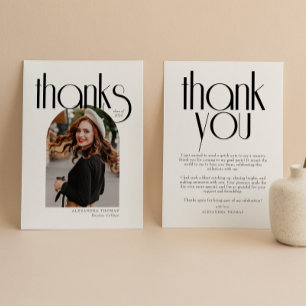 Minimalist & Modern Arch Photo Graduation Thank You Card