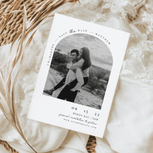 Minimalist modern arch photo Save the Date Invitation