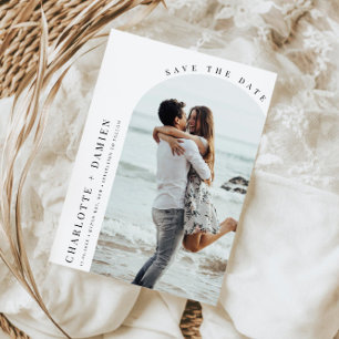 Minimalist modern arch photo Save the Date Invitation