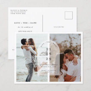 Minimalist modern arch photo Save the Date Postcar Postcard