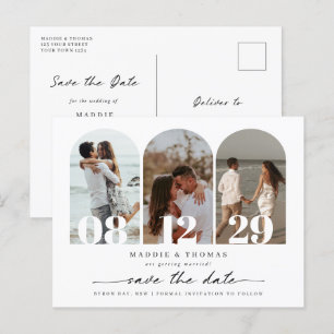 Minimalist modern arch photo Save the Date Postcard