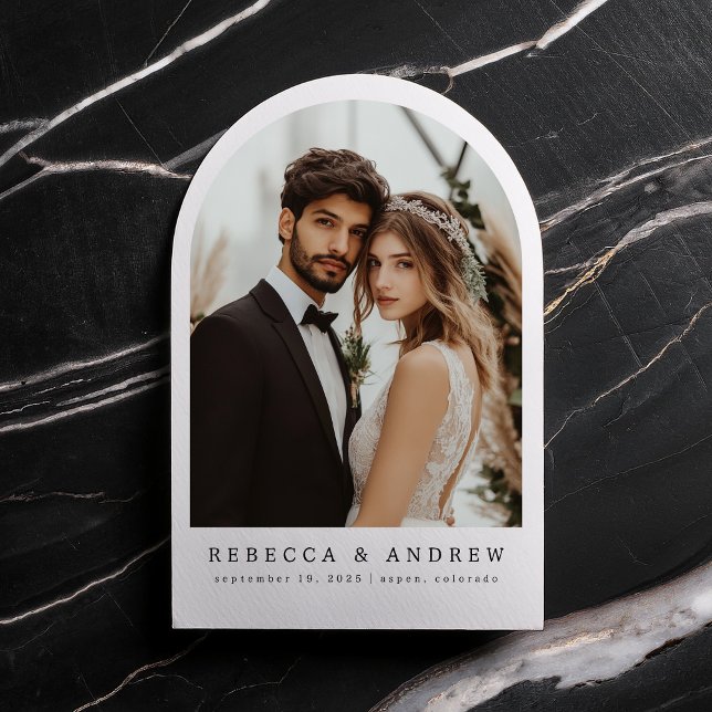 Minimalist Modern Arch Photo Wedding Announcement (Creator Uploaded)