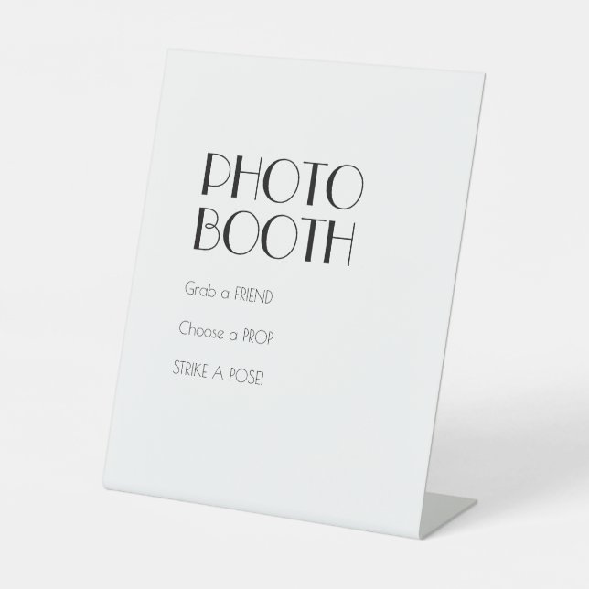Minimalist Modern Art Deco Wedding Photo Booth Pedestal Sign (Front)