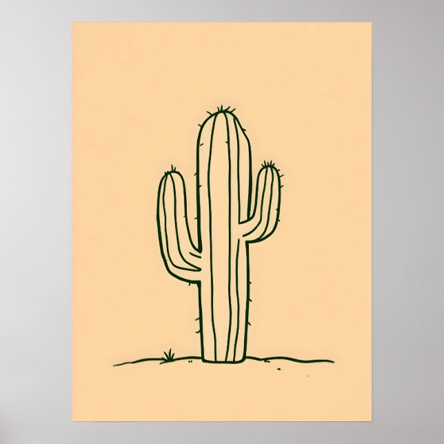 Minimalist Modern Art.Desert Oasis Line Art Poster (Front)