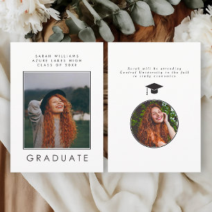 Minimalist Modern B&W Graduation Announcement Card