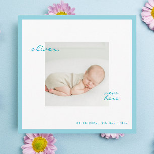 Minimalist modern Baby boy Announcement Card