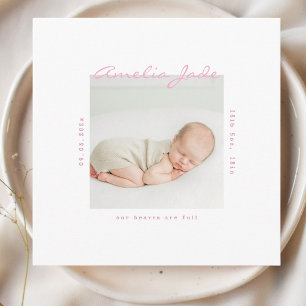 Minimalist modern Baby pink Announcement Card