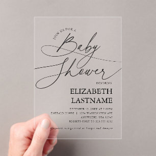 Minimalist Modern Baby Shower Acrylic Invitations