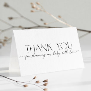 Minimalist Modern Baby Shower Beige Thank You Card