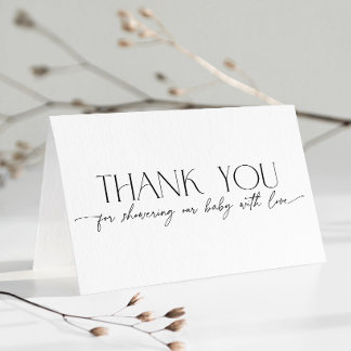 Minimalist Modern Baby Shower Beige Thank You Card