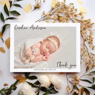Minimalist & Modern Baby Shower Photo Hand-written Thank You Card