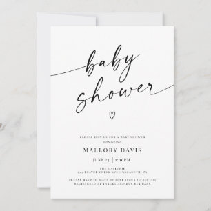Minimalist Modern Baby Shower Script Invitation