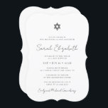 Minimalist Modern Bat Mitzvah Star of David Invitation<br><div class="desc">Design is composed of sans serif typography and playful cursive script typography on a simple background. 

Available here:
http://www.zazzle.com/store/selectpartysupplies</div>