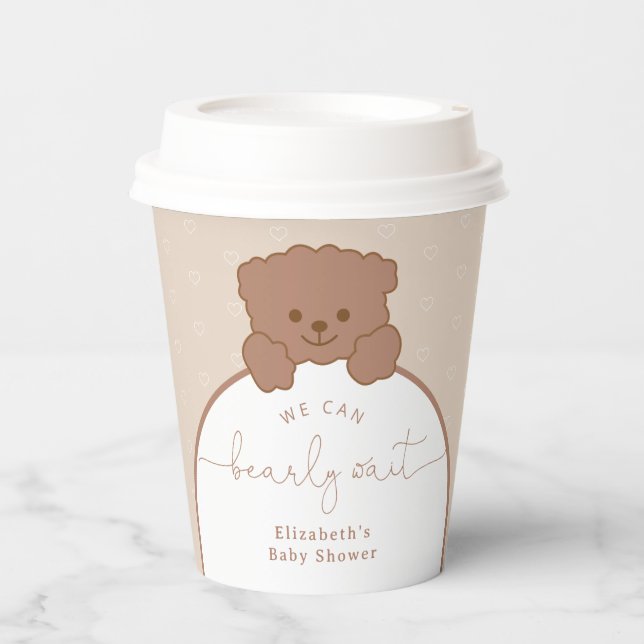 Minimalist Modern Bear Baby Shower Paper Cups (Front)