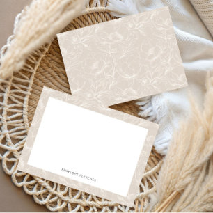 Minimalist Modern Beige Border Botanical Line Art Card