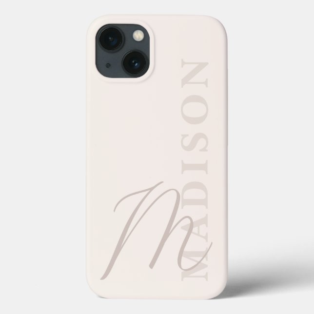 Minimalist Modern Beige Initial Monogram Case-Mate iPhone Case (Back)