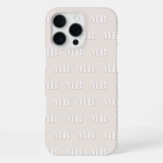 Minimalist Modern Beige Initial Pattern Monogram iPhone Case (Back)