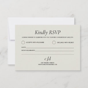 Minimalist modern beige wedding  RSVP card
