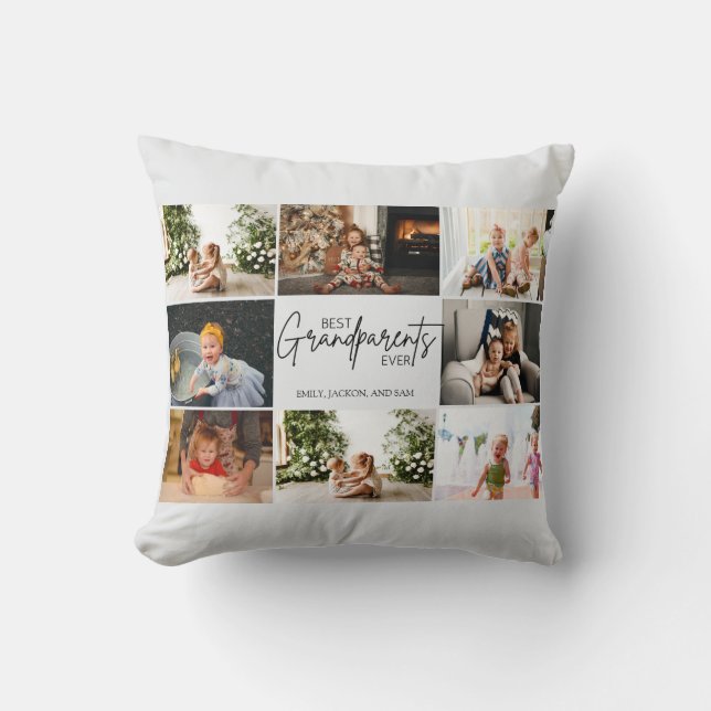 Minimalist Modern Best Grandparents Ever 8 Photo  Cushion (Front)