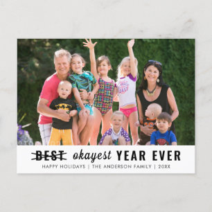 Minimalist Modern Best Okayest Year Ever Photo Holiday Postcard