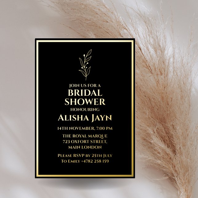 Minimalist Modern Black and Golden Bridal Shower (Creator Uploaded)